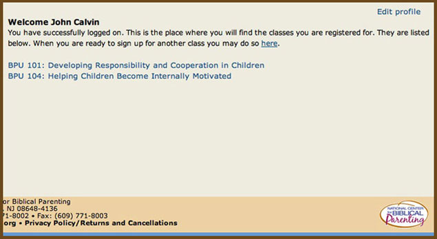 Parent Login Window